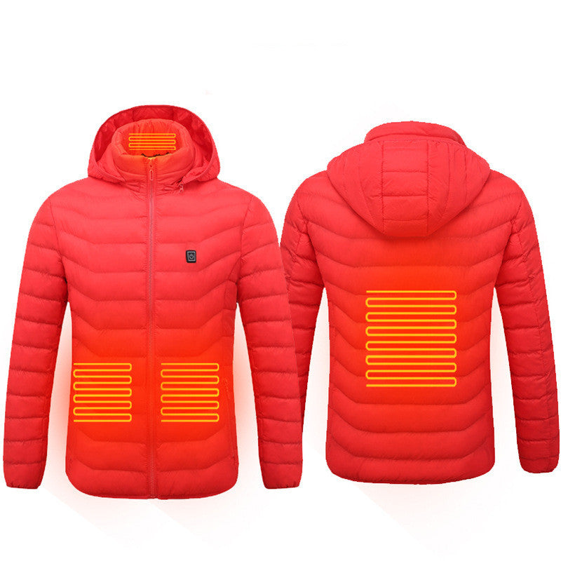 Winter Heated Jacket USB Electric Cotton Coat Zip-up Heater Thermal Clothing Heating