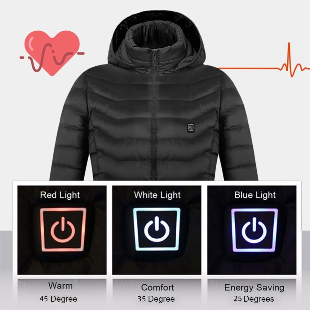Winter Heated Jacket USB Electric Cotton Coat Zip-up Heater Thermal Clothing Heating