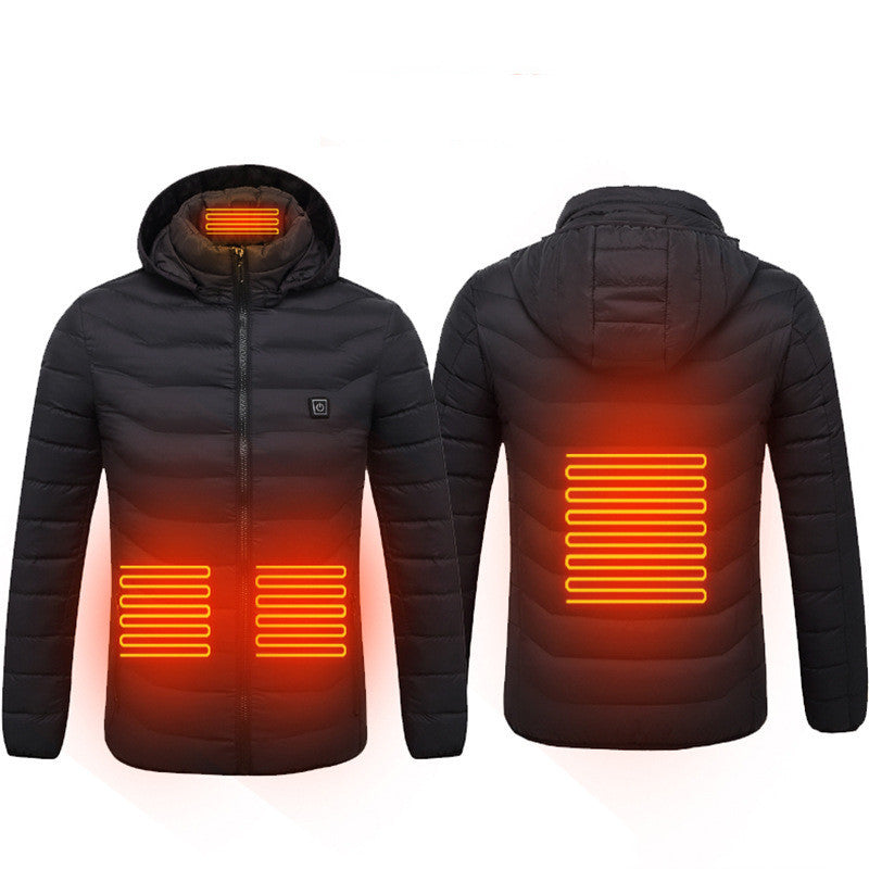 Winter Heated Jacket USB Electric Cotton Coat Zip-up Heater Thermal Clothing Heating