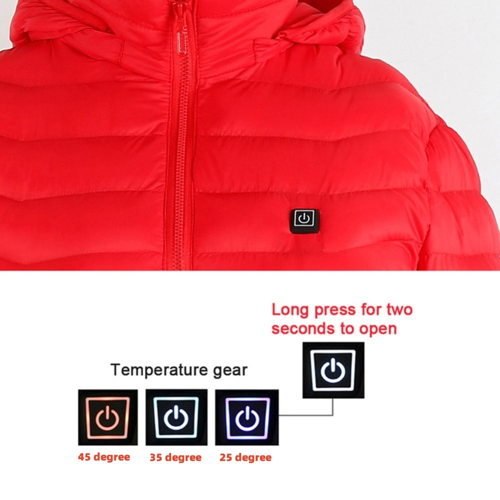Winter Heated Jacket USB Electric Cotton Coat Zip-up Heater Thermal Clothing Heating