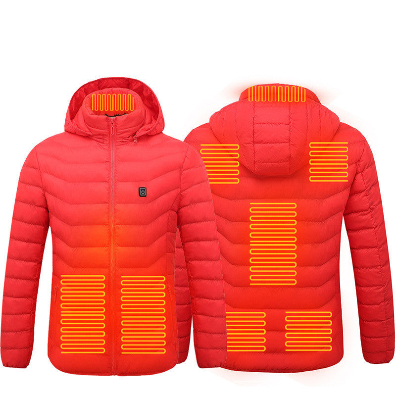 Winter Heated Jacket USB Electric Cotton Coat Zip-up Heater Thermal Clothing Heating