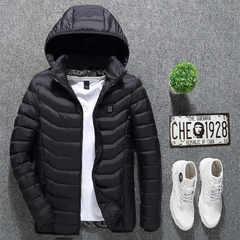 Winter Heated Jacket USB Electric Cotton Coat Zip-up Heater Thermal Clothing Heating