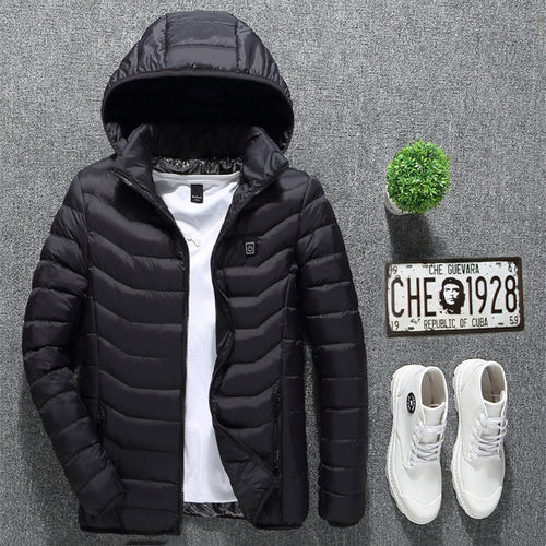 Winter Heated Jacket USB Electric Cotton Coat Zip-up Heater Thermal Clothing Heating