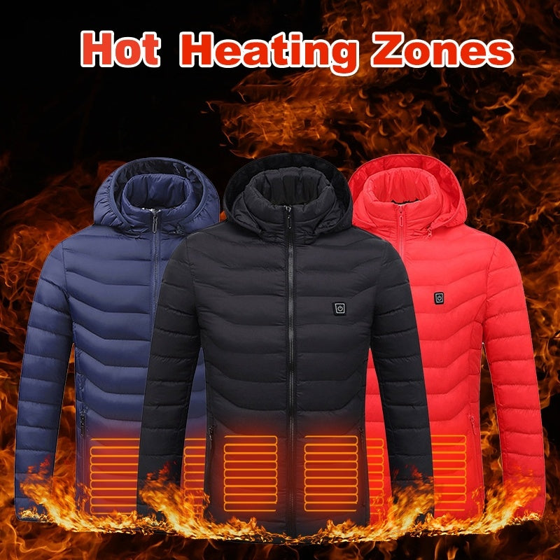 Winter Heated Jacket USB Electric Cotton Coat Zip-up Heater Thermal Clothing Heating