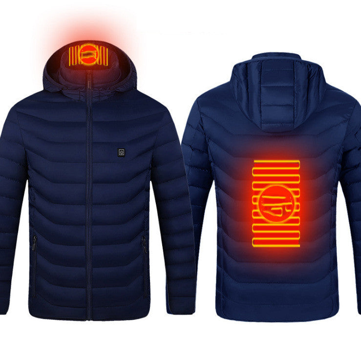 Winter Heated Jacket USB Electric Cotton Coat Zip-up Heater Thermal Clothing Heating