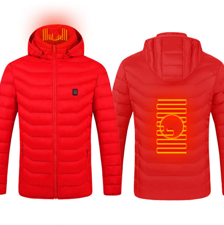 Winter Heated Jacket USB Electric Cotton Coat Zip-up Heater Thermal Clothing Heating