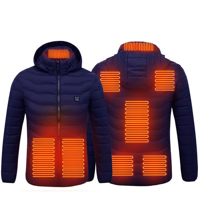 Winter Heated Jacket USB Electric Cotton Coat Zip-up Heater Thermal Clothing Heating