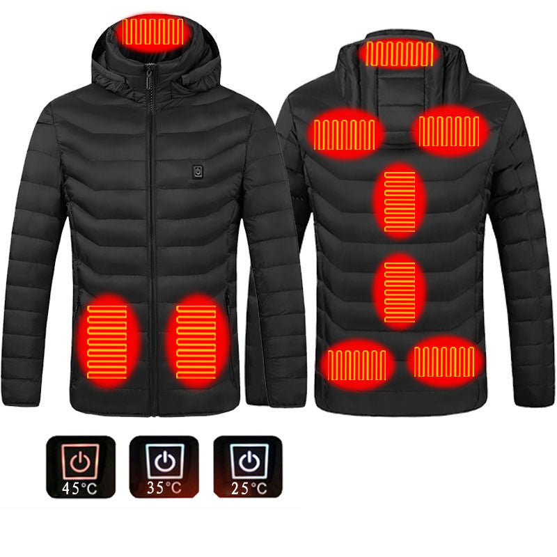 Winter Heated Jacket USB Electric Cotton Coat Zip-up Heater Thermal Clothing Heating