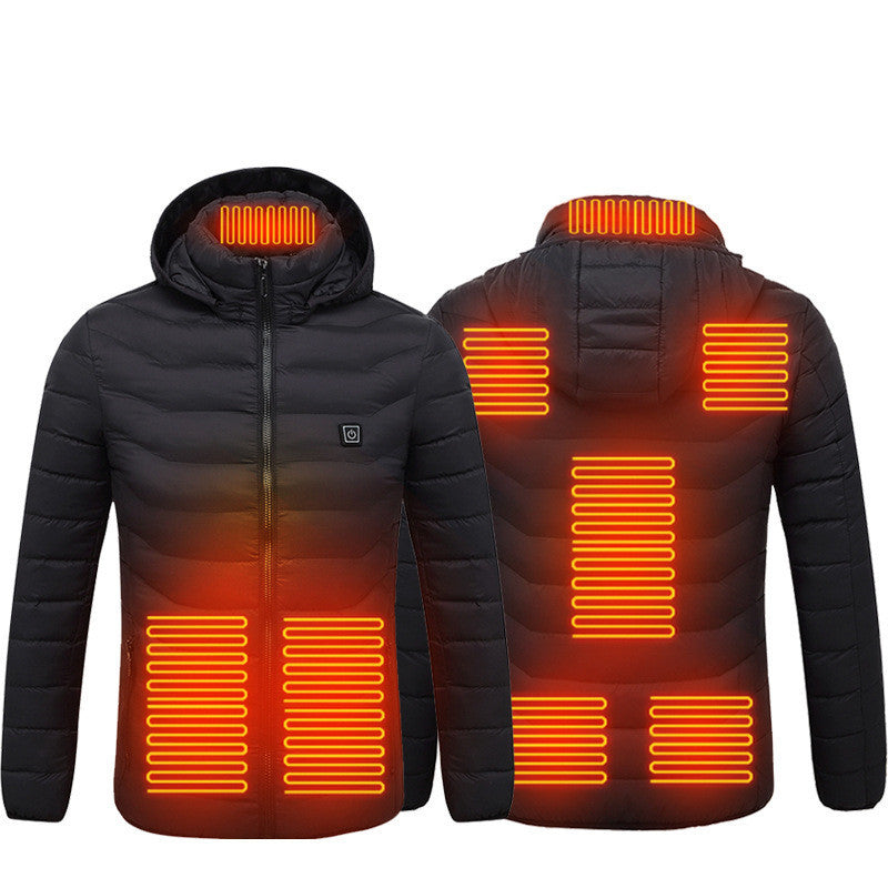 Winter Heated Jacket USB Electric Cotton Coat Zip-up Heater Thermal Clothing Heating