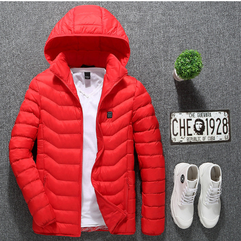 Winter Heated Jacket USB Electric Cotton Coat Zip-up Heater Thermal Clothing Heating